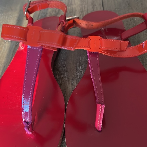 Ferragamo patent leather red, orange and hot pink sandal size 6 - Picture 3 of 7